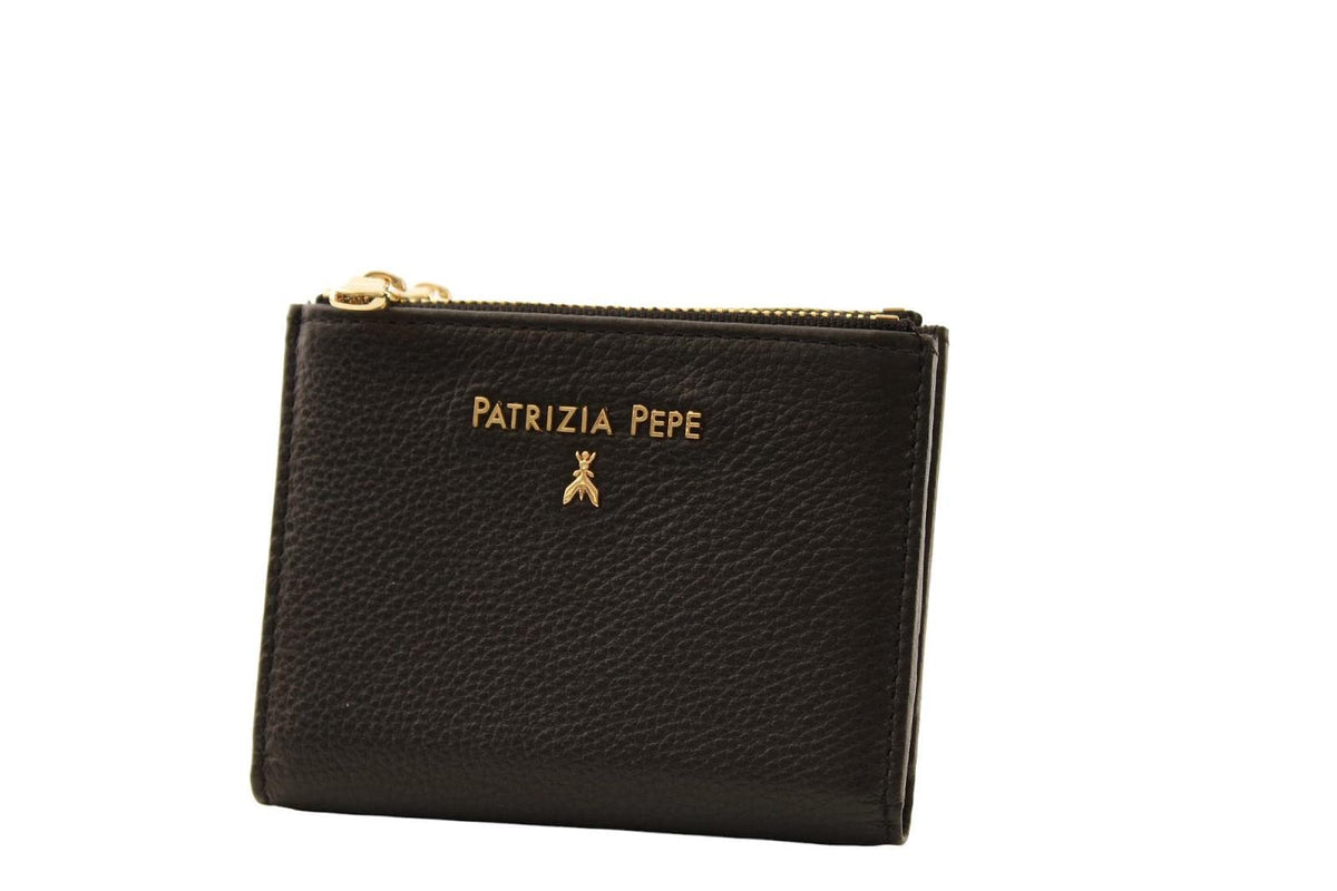 PATRIZIA PEPE - Portafoglio piccolo doppia zip in pelle martellata Nero