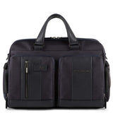 PIQUADRO - Borsa porta pc 15.6 in tessuto e pelle linea Brief Nera