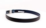 PIQUADRO - Cintura uomo reversibile con fibbia ad ardiglione, interno e bordi a contrasto in azzurro Blue Square Nero,Blu