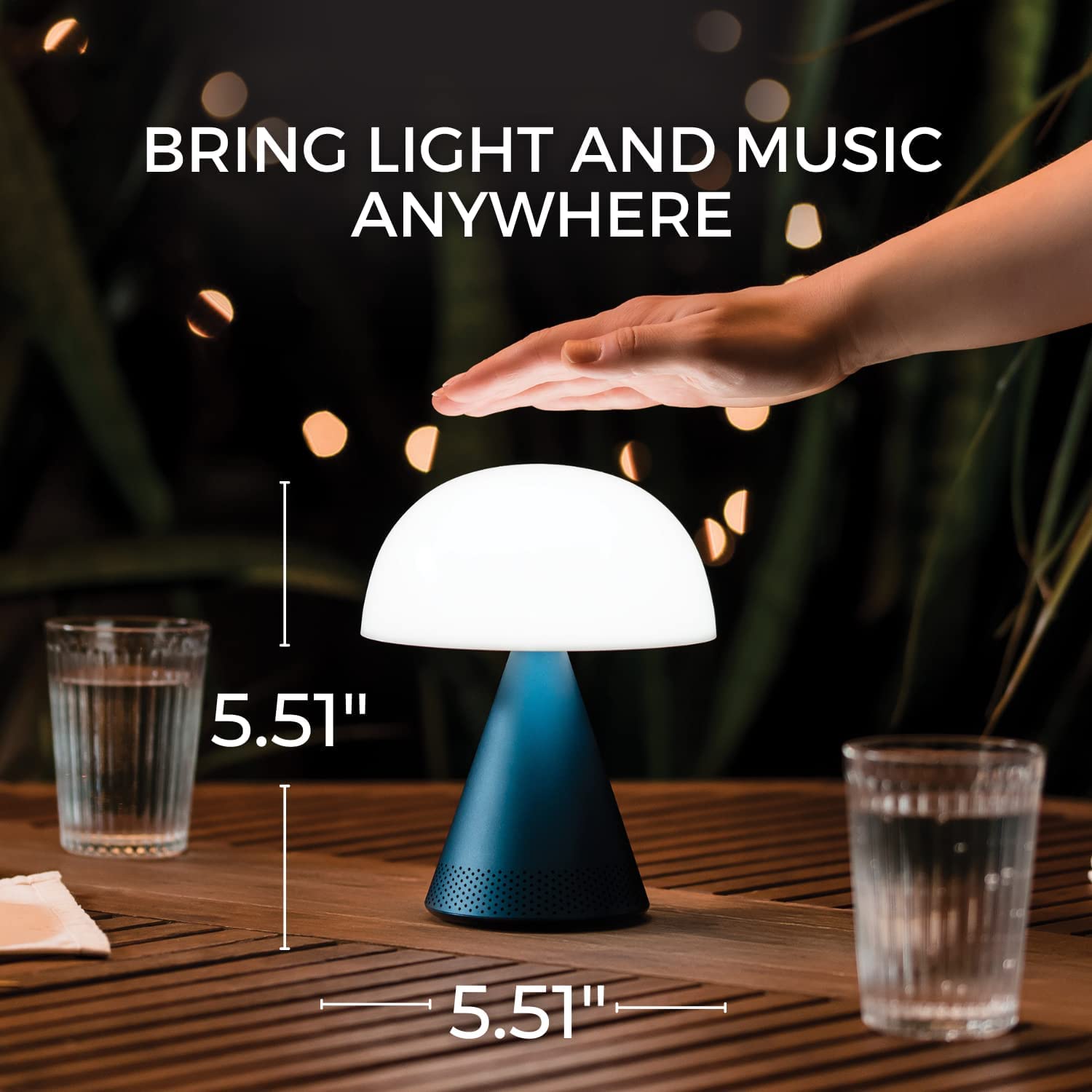 Lexon - Lampada led con cassa Bluetooth MINA L, Blu