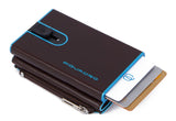 PIQUADRO - Porta banconote con porta monete e carte di credito con sistema scorrevole Piquadro Blue Square, Mogano