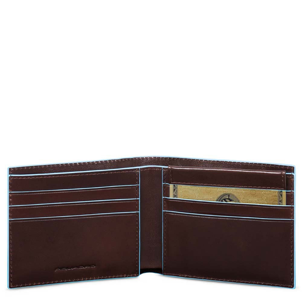 PIQUADRO - Portafogli sottile con portacarte estraibile Blue Square Mogano