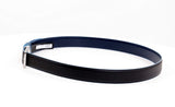 PIQUADRO - Cintura uomo reversibile con fibbia ad ardiglione, interno e bordi a contrasto in azzurro Blue Square Nero,Blu
