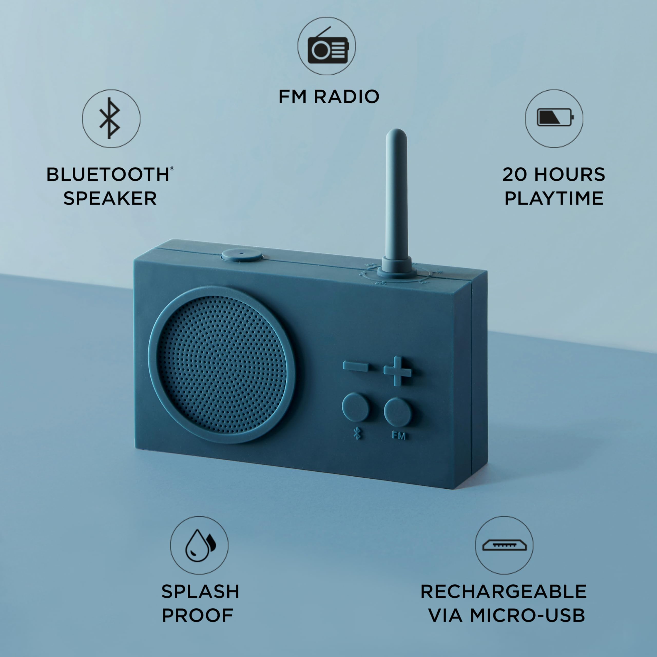 Lexon - Radio Impermeabile e Speaker Bluetooth, Blu