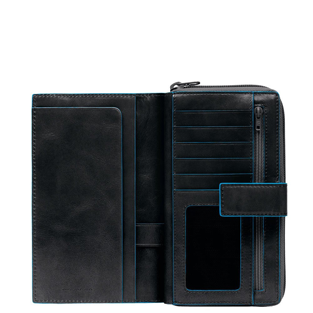 PIQUADRO -Portafogli donna grande Blue Square, Nero