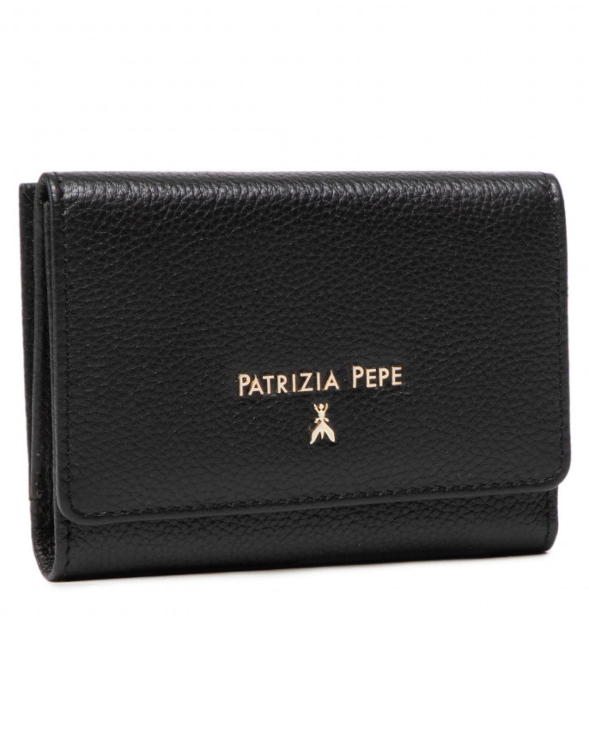 PATRIZIA PEPE - Portafoglio medio con bottone in pelle martellata NERO