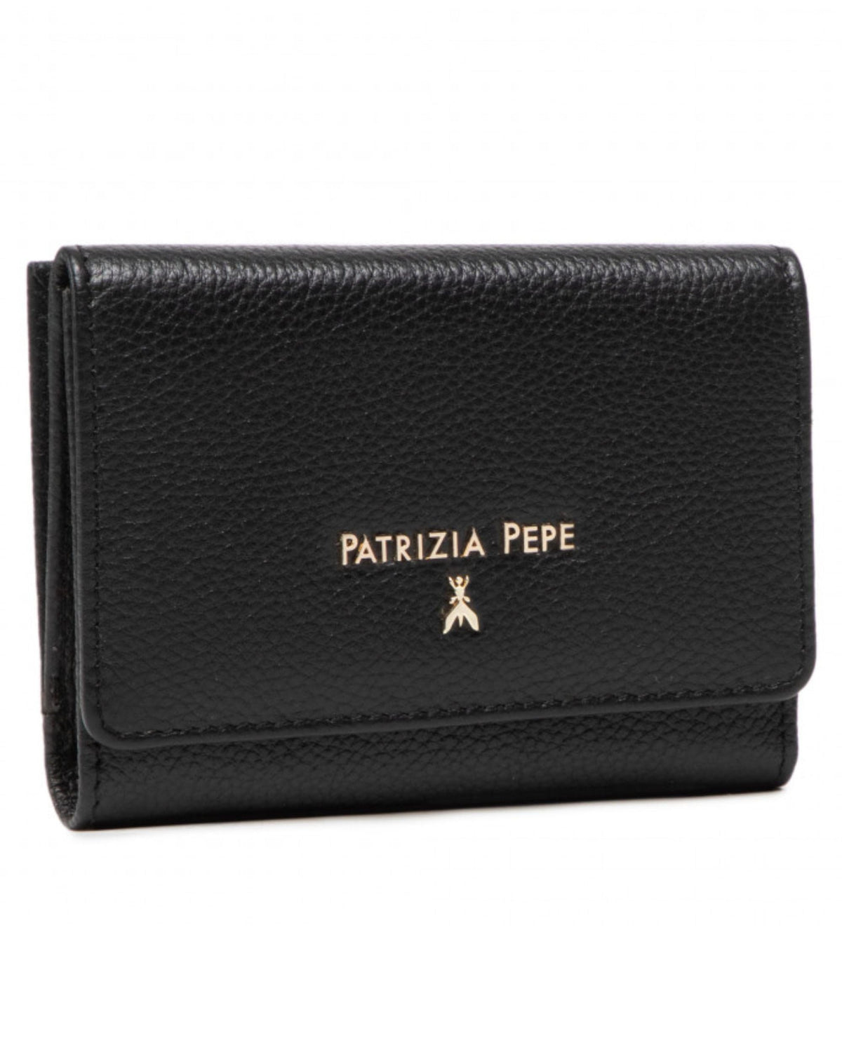 PATRIZIA PEPE - Portafoglio medio con bottone in pelle martellata NERO