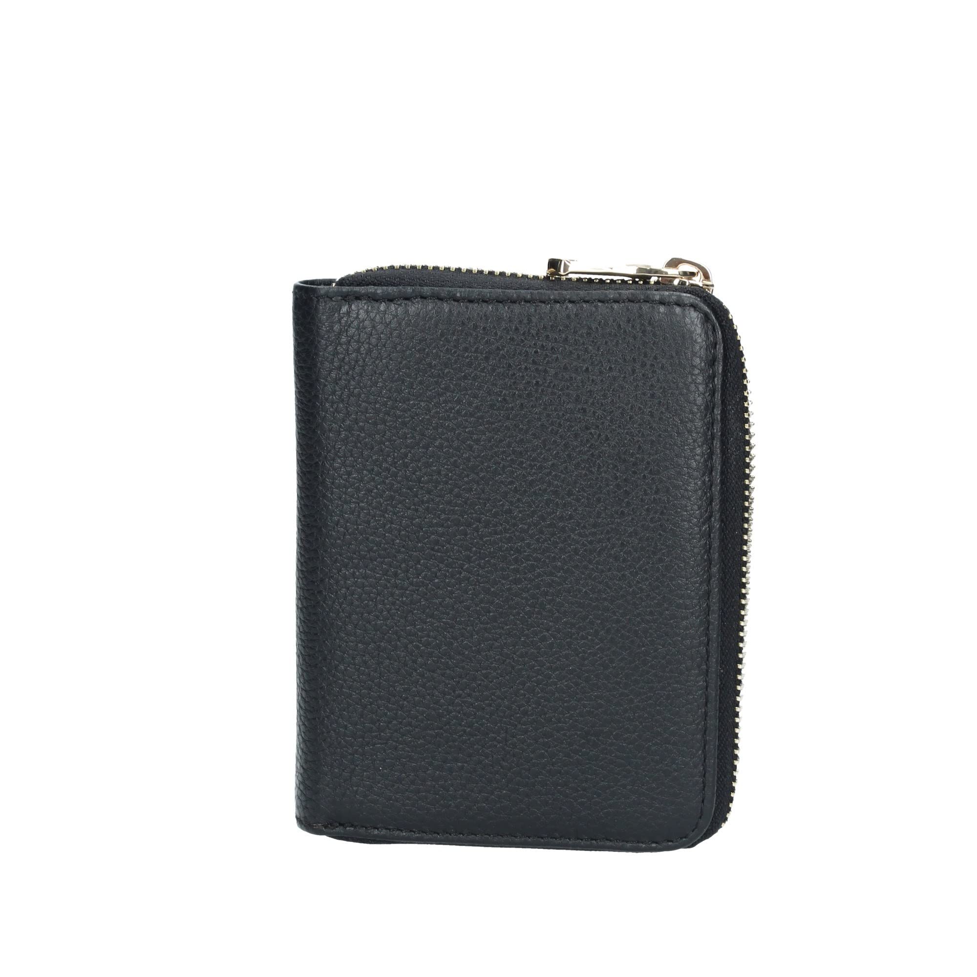 PATRIZIA PEPE - Portafoglio piccolo con zip in pelle martellata Nero
