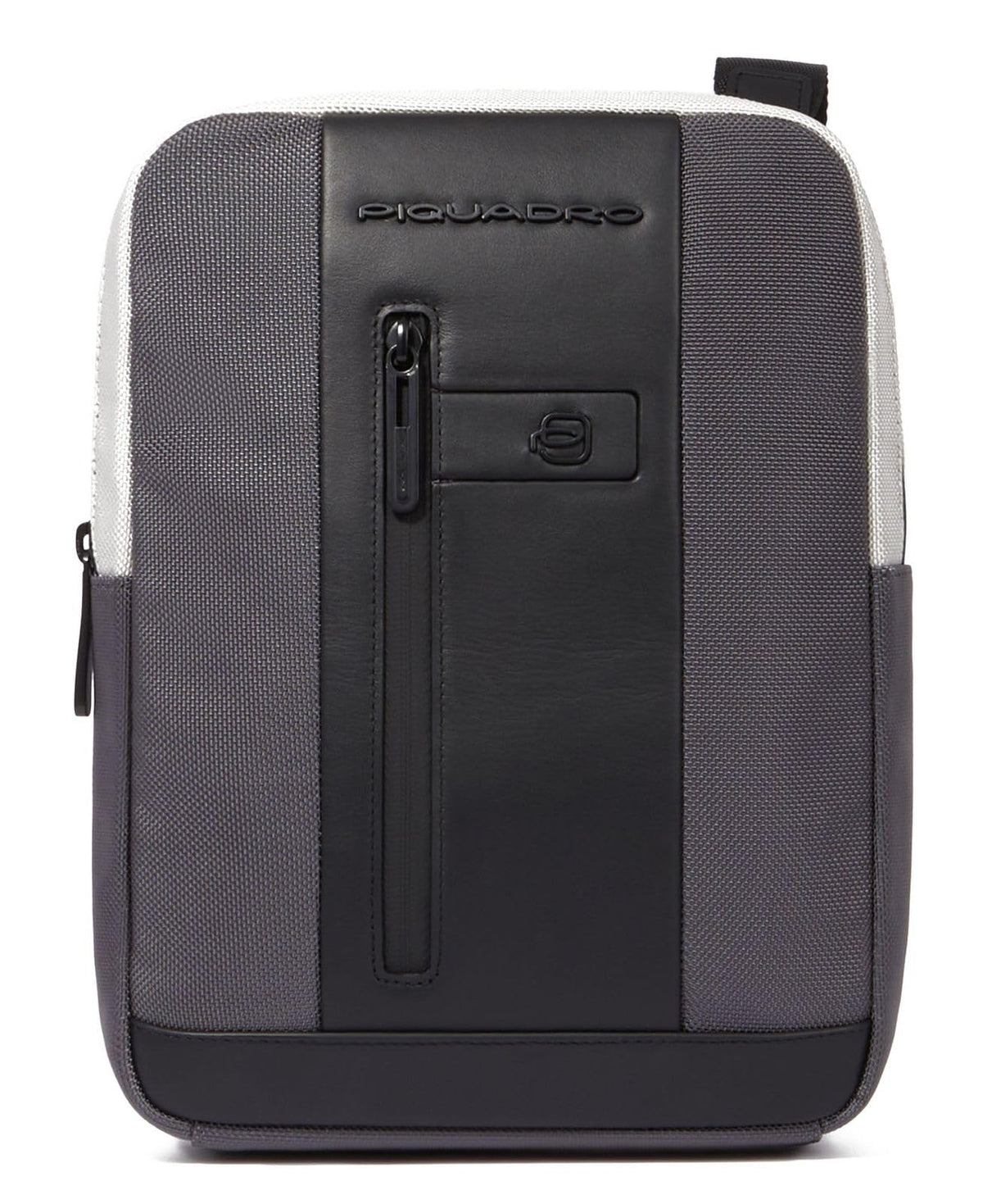 PIQUADRO - Borsello porta iPad in tessuto riciclato e pelle linea brief, Grigio/Nero