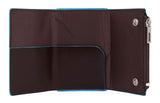 PIQUADRO - Porta banconote con porta monete e carte di credito con sistema scorrevole Piquadro Blue Square, Mogano