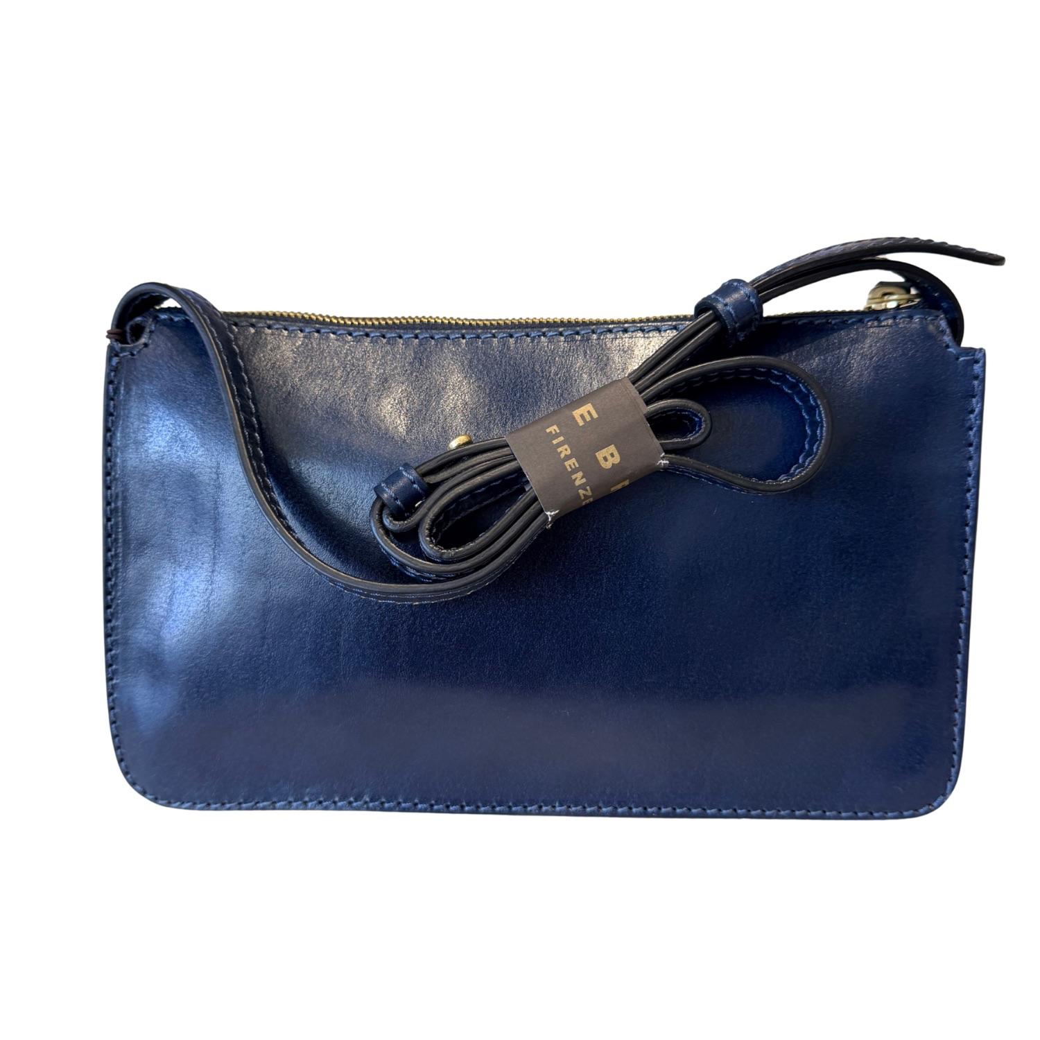 The Bridge - Borsa a tracolla con tascche esterne linea Lucrezia, Blu oltremare 