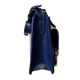 The Bridge - Borsa a tracolla con tascche esterne linea Lucrezia, Blu oltremare 