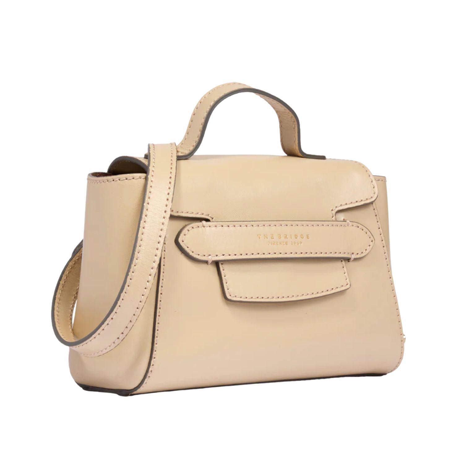 Borsa pelle donna con tracolla removibile Lucrezia, Beige
