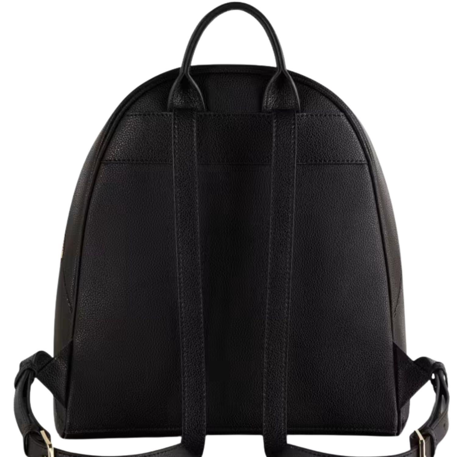 Zaino Fly in pelle con doppia tasca, Nero