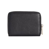 Portafoglio piccolo con zip in pelle, Nero