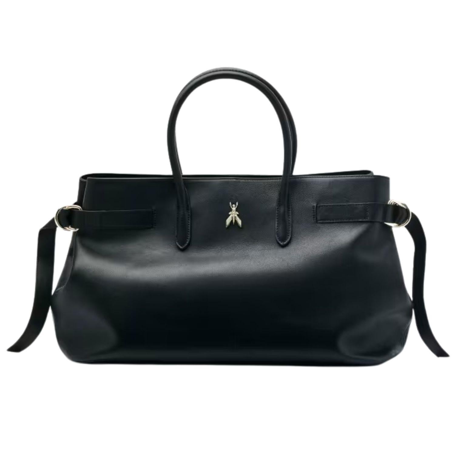 Borsa New Business grande in pelle, Nero