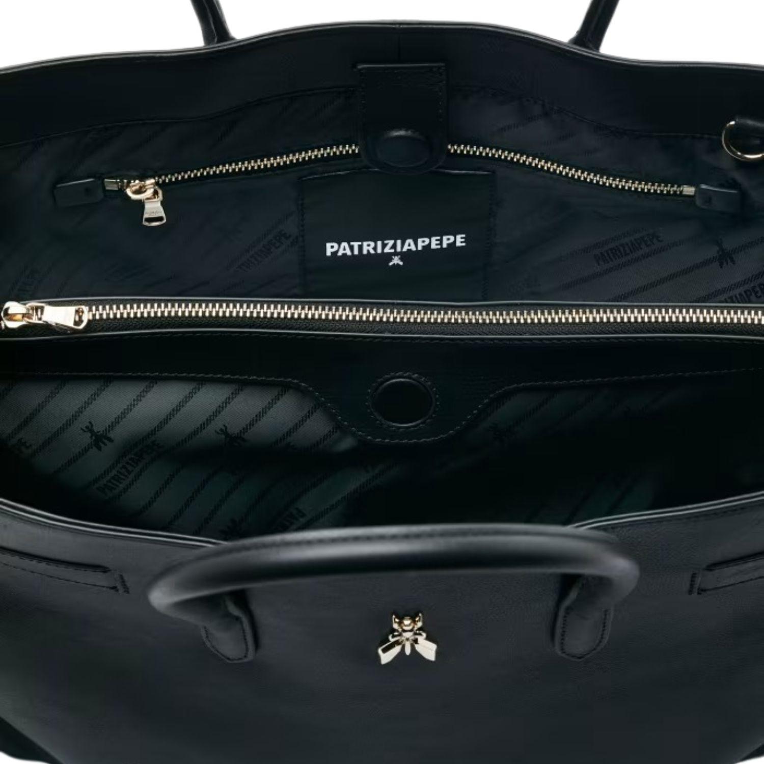 Borsa New Business grande in pelle, Nero