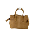 Borsa due manici con tracolla in suede, Naturale