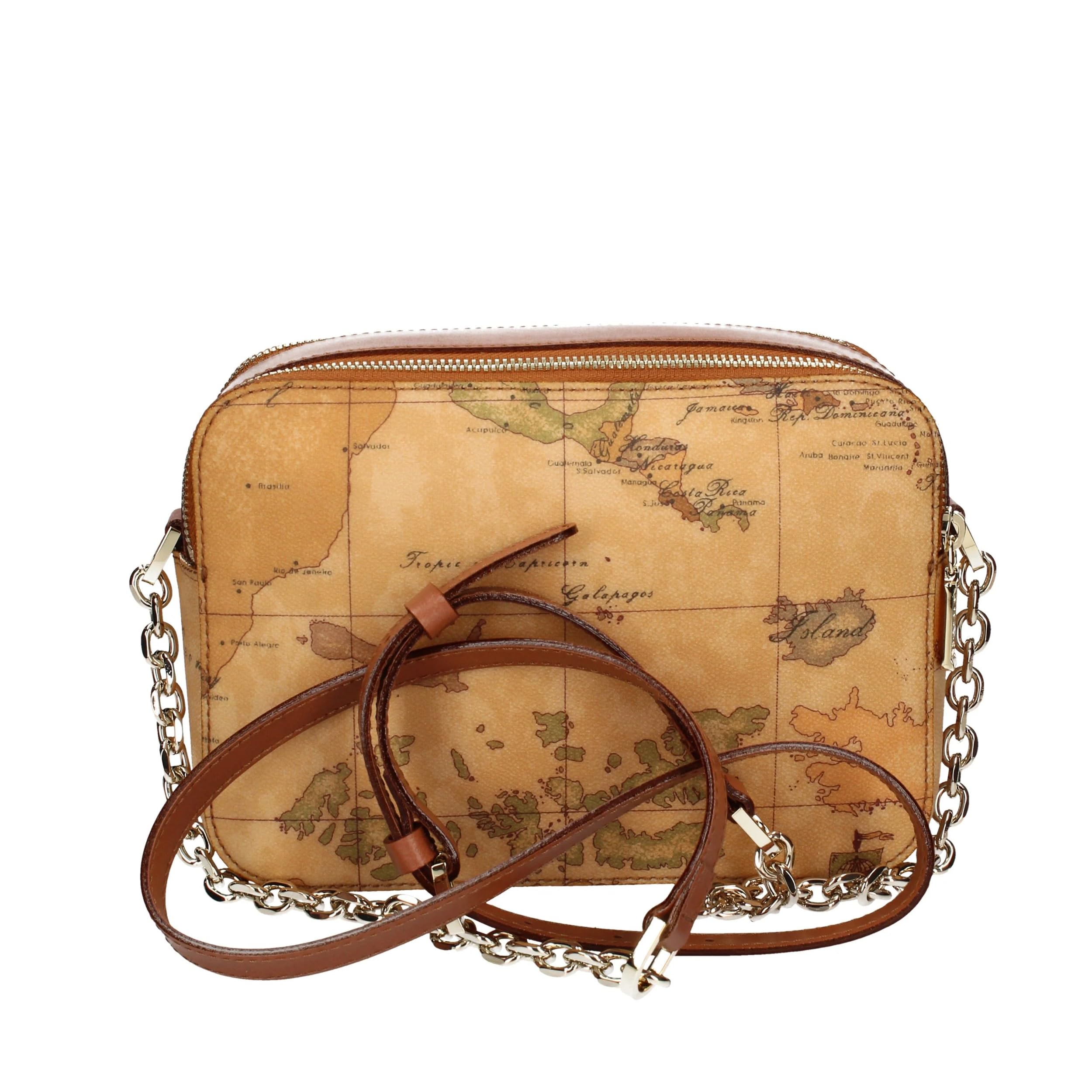 ALVIERO MARTINI - Borsa a spalla con catena e doppia zip, Beige
