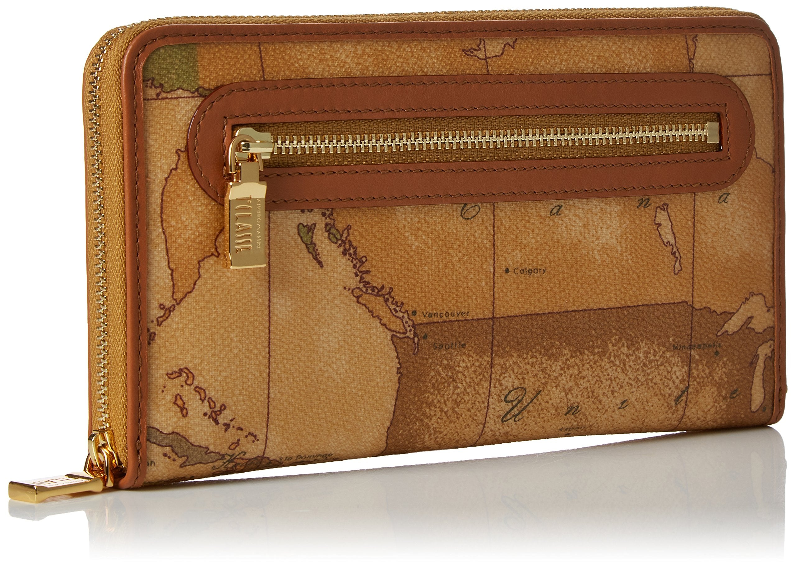 Alviero Martini - Portafoglio zip around con tasca frontale Geo Classic W028, Beige