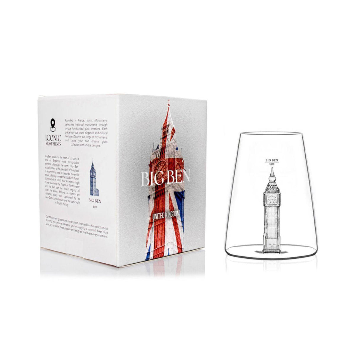 Alaskan Maker - Bicchiere Iconic Monuments Big Ben, Trasparente