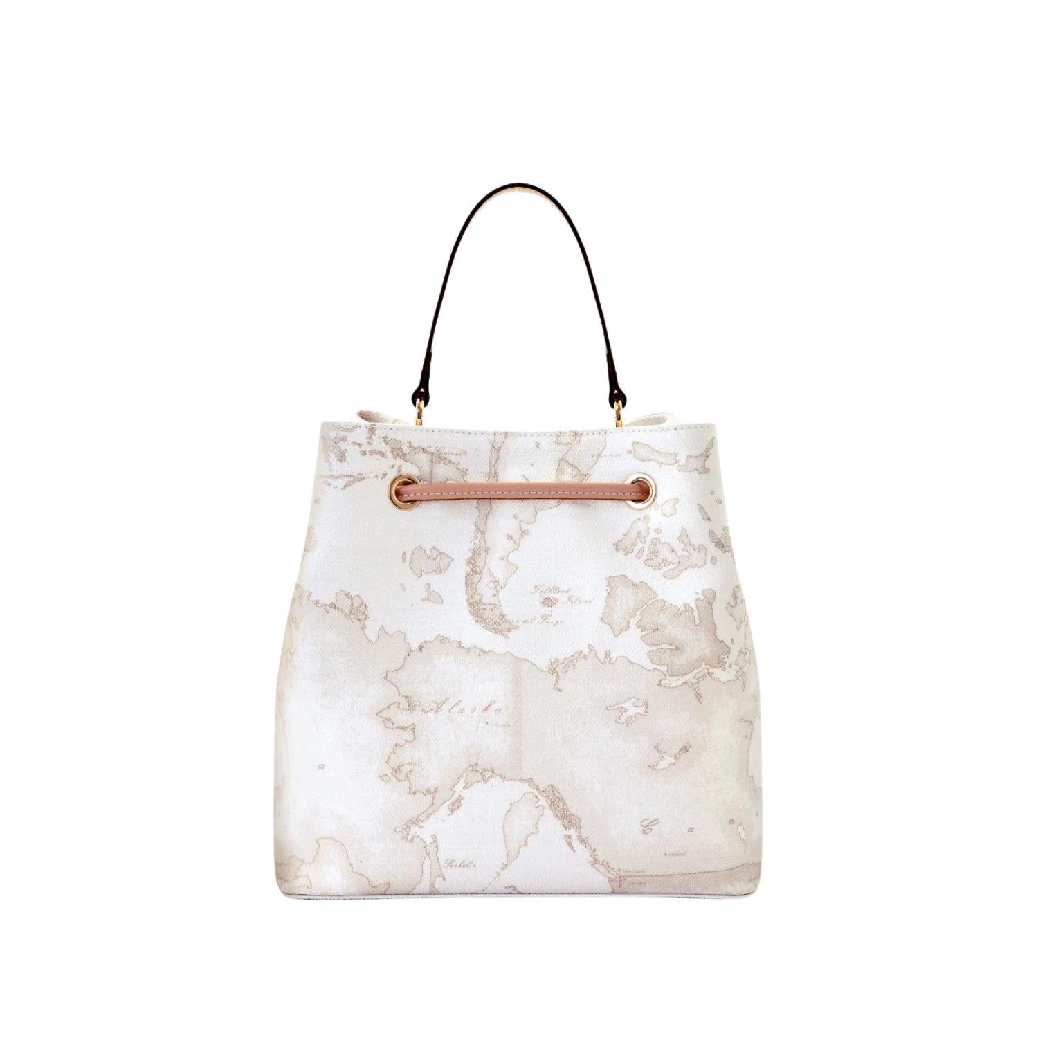Borsa secchiello con coulisse Geo White, Bianco