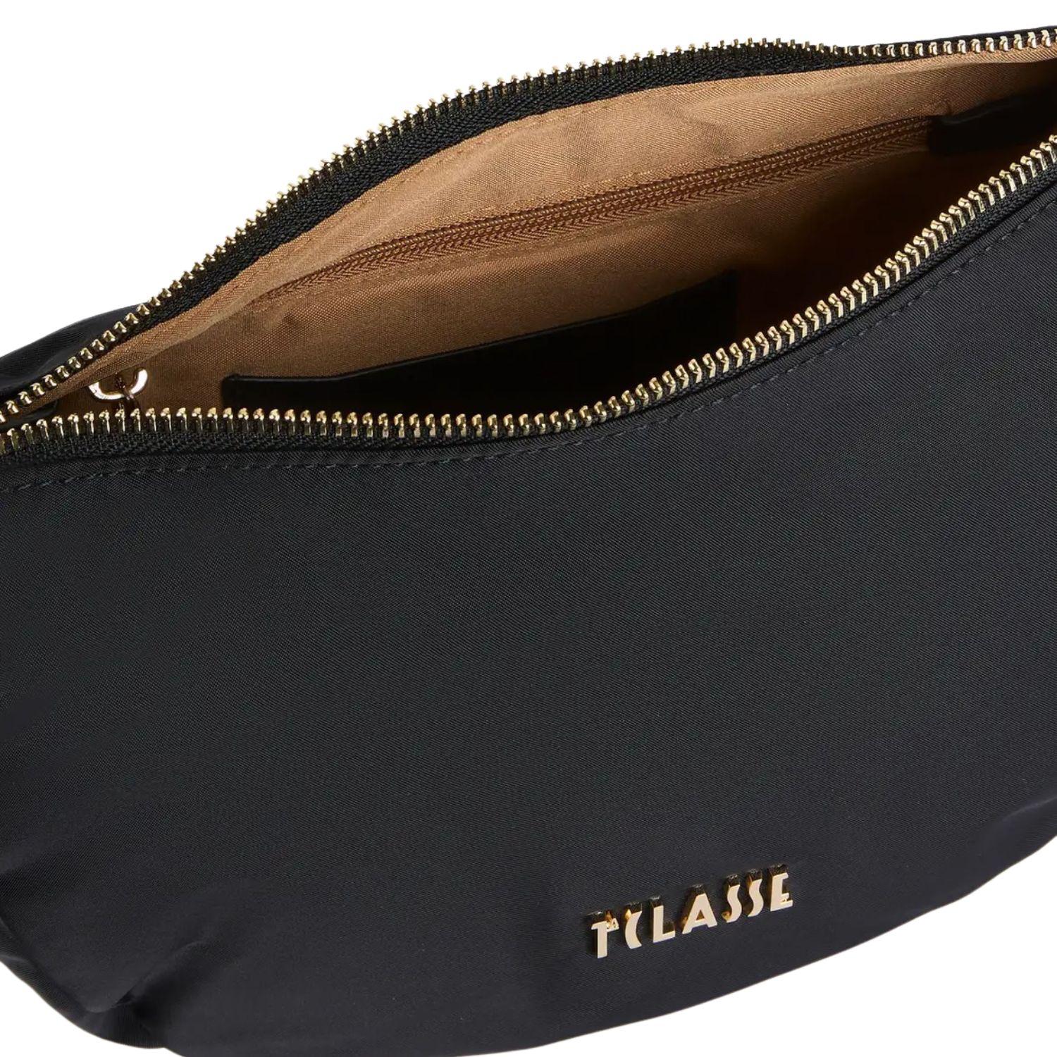 Tracolla a mezzaluna piccola Stormy in nylon, Nera