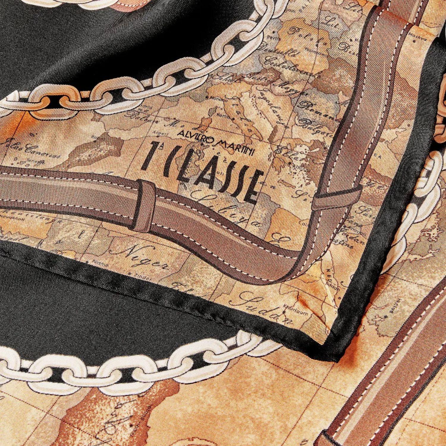 Alviero Martini - Foulard in seta Geo Selleria 70x70, Nero