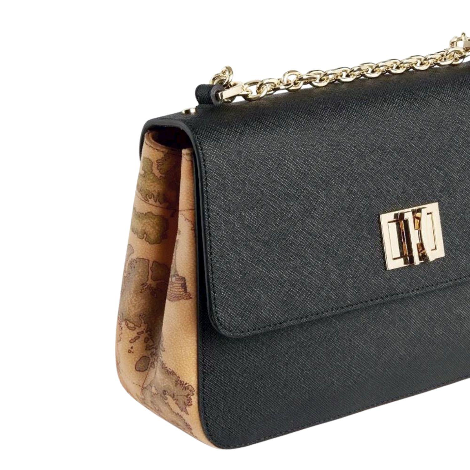 Borsa a tracolla con patta, Nero 