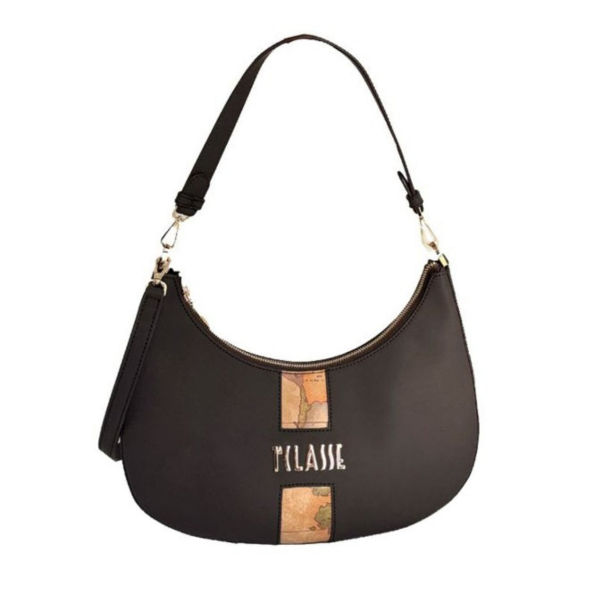 ALVIERO MARTINI -Borsa a spalla con tracolla in tessuto gommato Journey Geo, Nero
