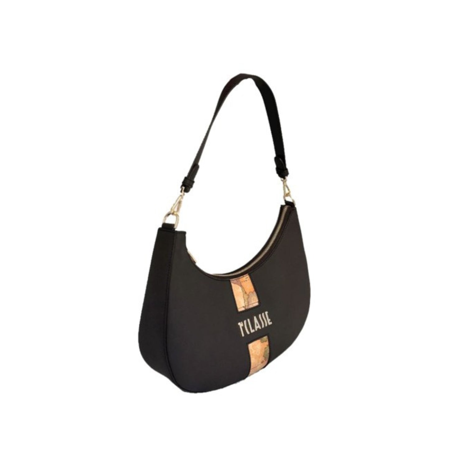 ALVIERO MARTINI -Borsa a spalla con tracolla in tessuto gommato Journey Geo, Nero