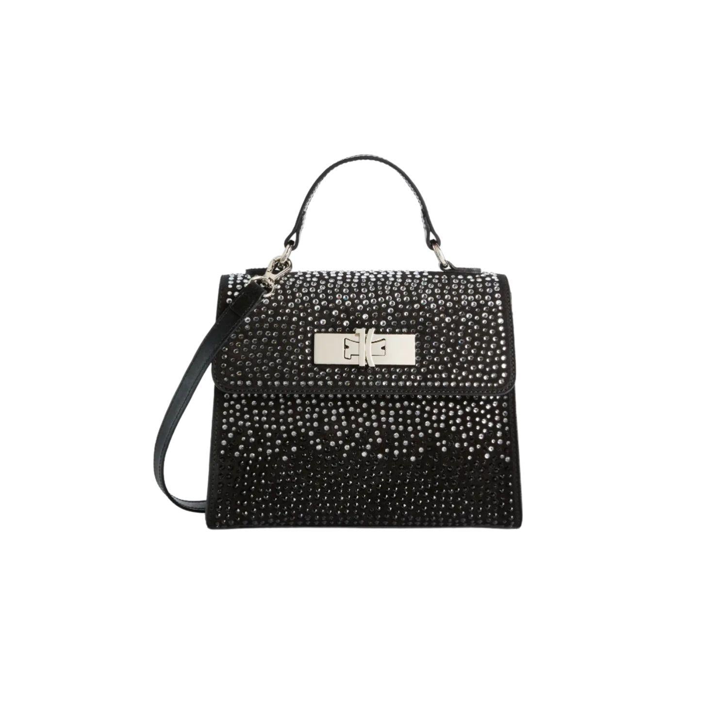 Elegance Bag mini tote con strass, Nera