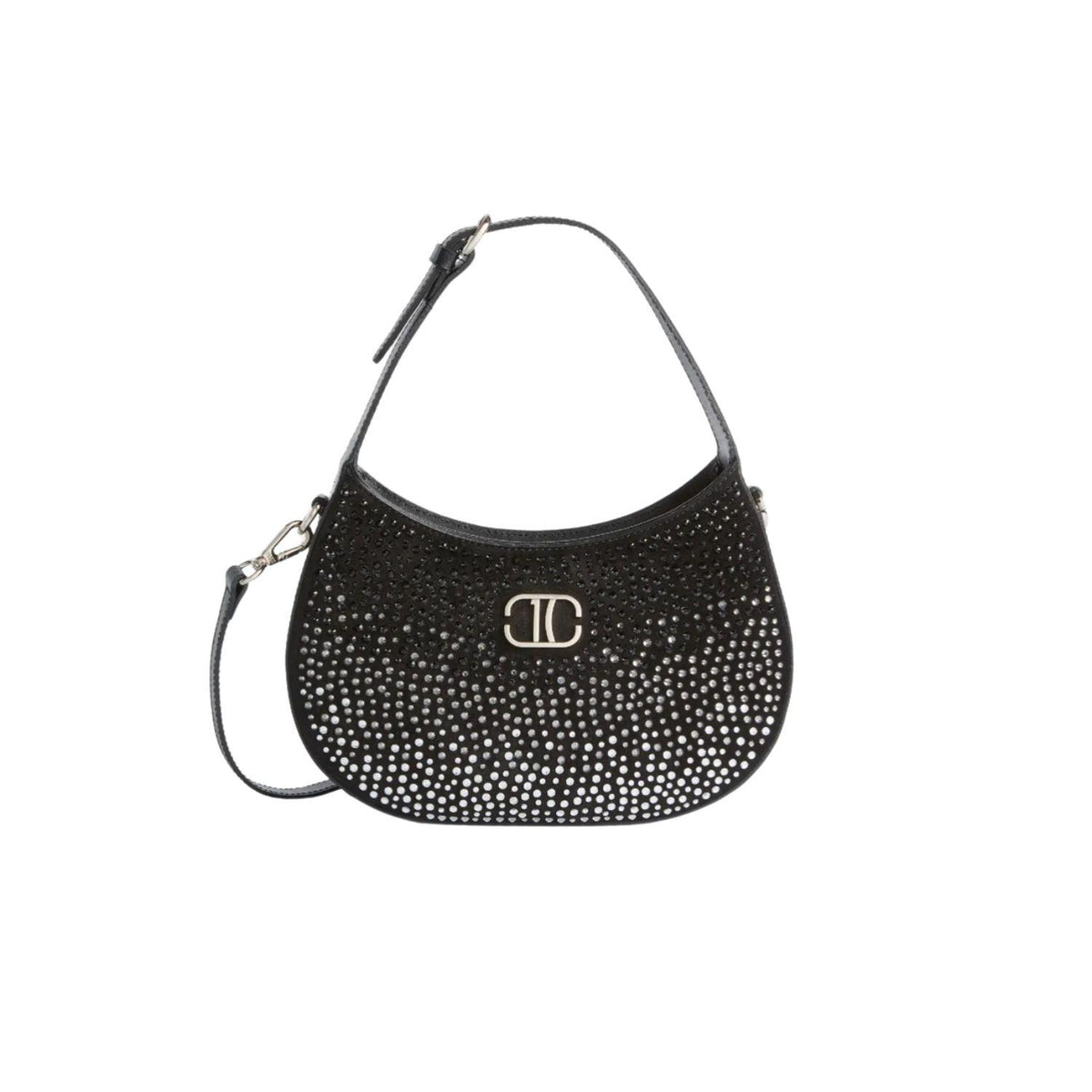 Moonlight Bag sottospalla a mezzaluna con strass, Nera