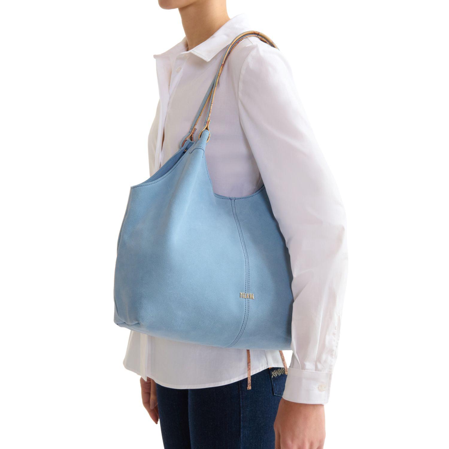 Alviero Martini - Tribal Leather borsa sottospalla, Blu cielo