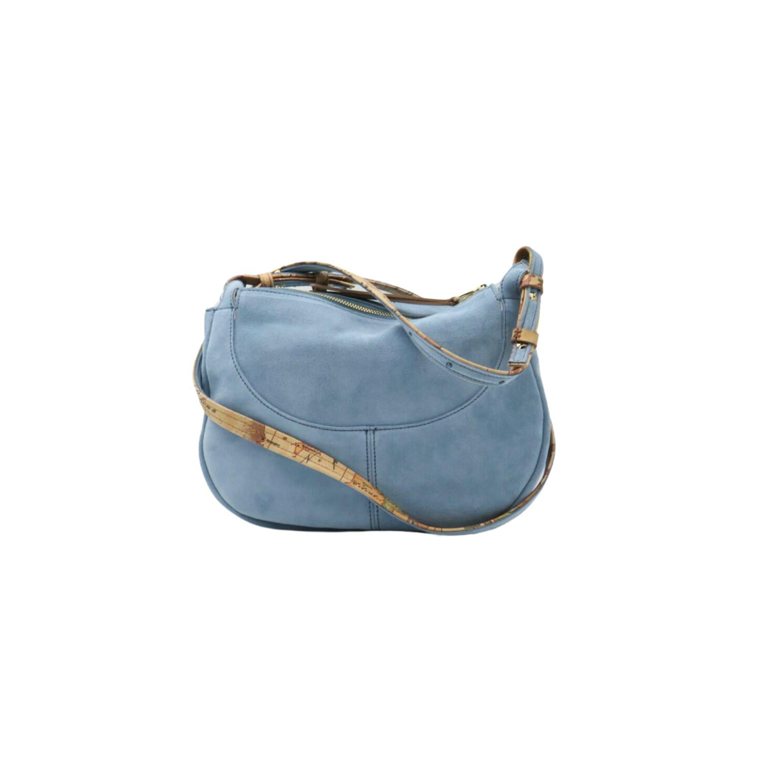 Alviero Martini - Borsa a tracolla Tribal Leather bandoliera, Azzurro Cielo