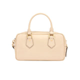 Bauletto medio in pelle con tracolla removibile, Beige