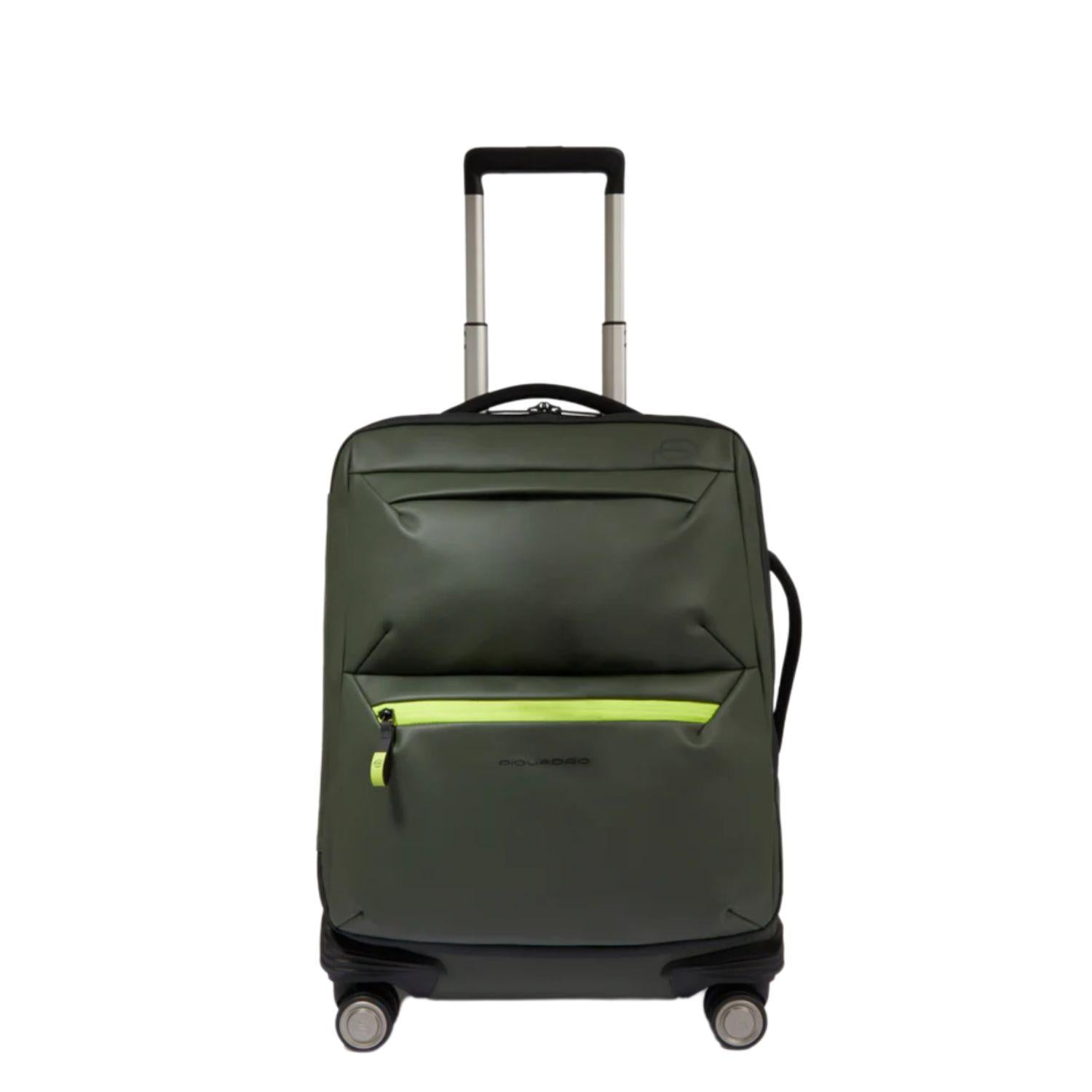 PIQUADRO - Trolley cabina in tessuto gommato, Verde