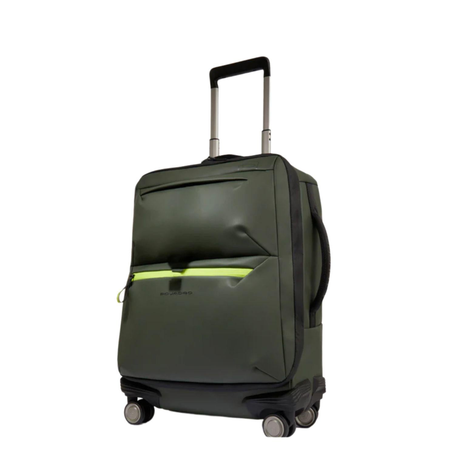 PIQUADRO - Trolley cabina in tessuto gommato, Verde