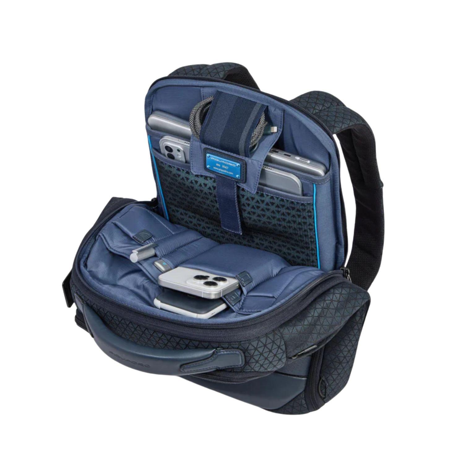 Piquadro - Zaino in tessuto modulare da viaggio porta pc 14', Blu