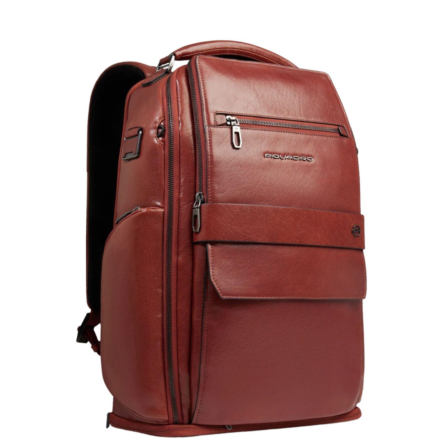 Piquadro - Zaino in pelle 15,6 porta pc SS26, Marrone