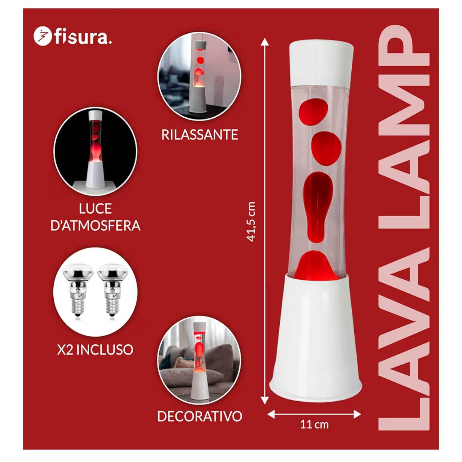 Fisura - Lava Lamp base bianca bolle rosse, Rosso