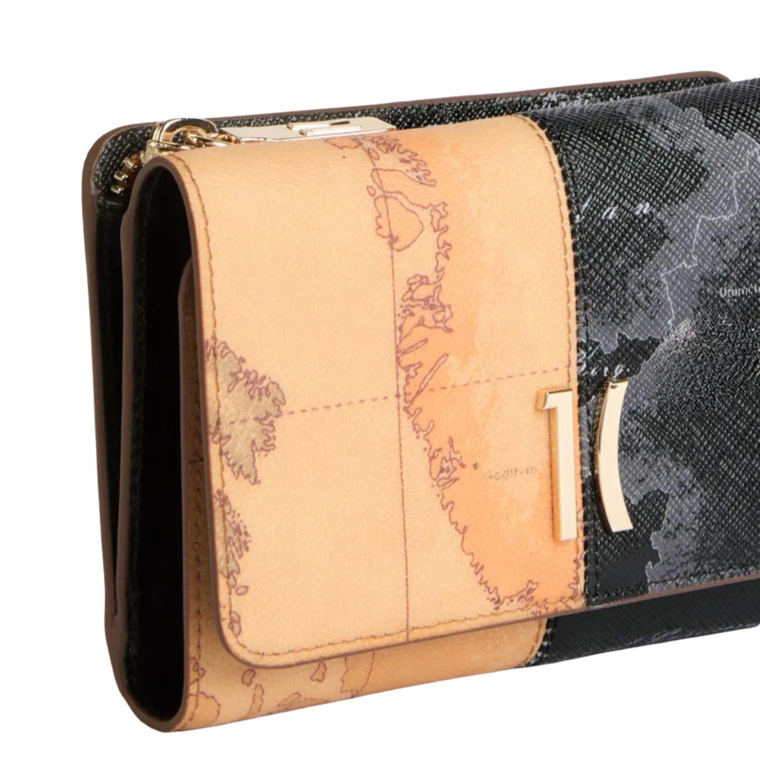 Alviero Martini - Portafoglio bifold in saffiano doppio colore Geo Classic e Geo Nero