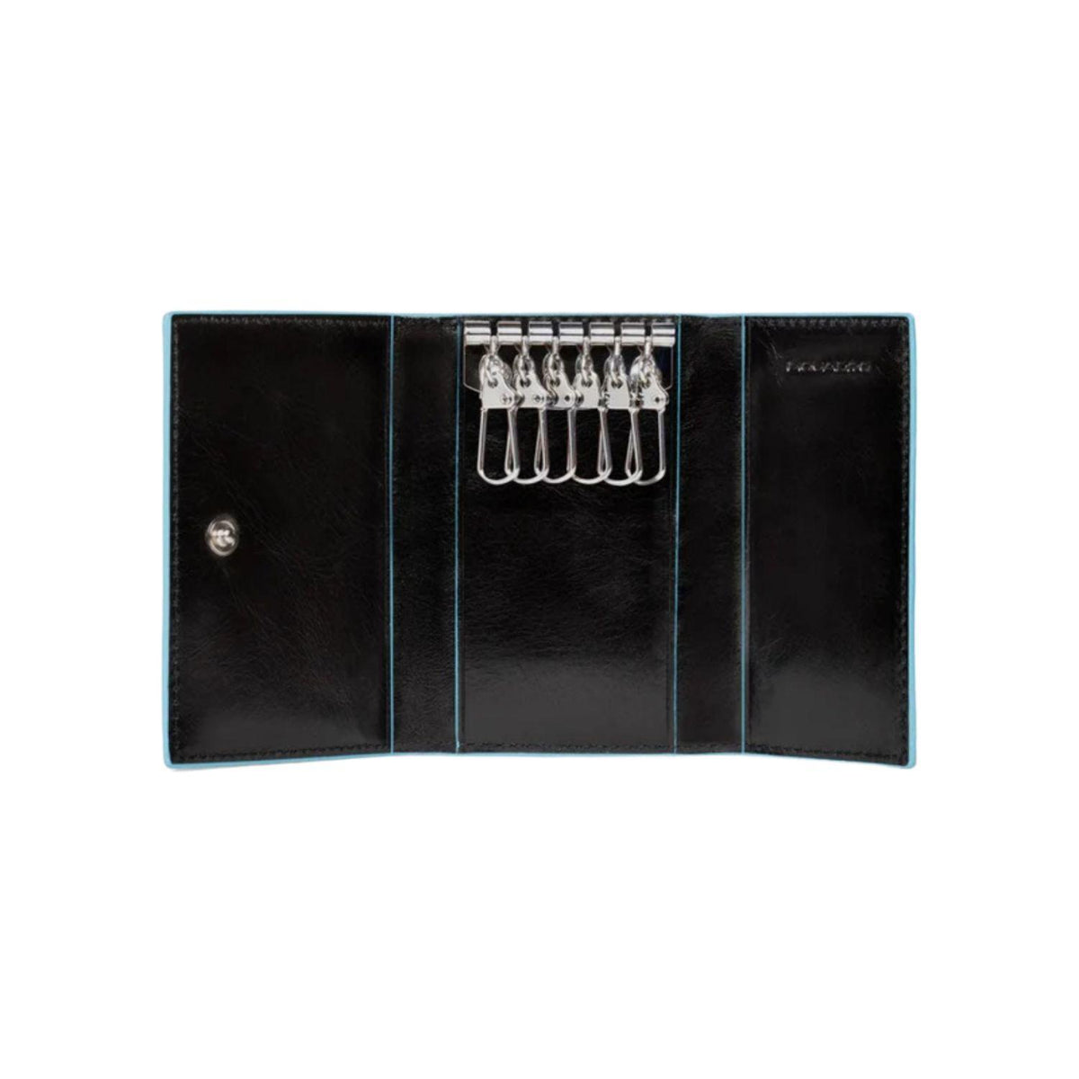 PIQUADRO - Portachiavi chiuso piccolo  con 6 ganci Blue Square, Nero