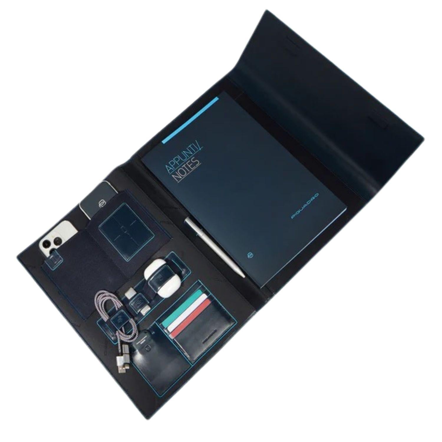 PIQUADRO - Portablocco in Pelle Blue Square Blu2