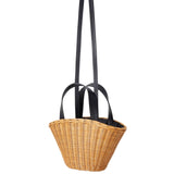 PATRIZIA PEPE - Borsa piccola in paglia rigida, Beige e Nera