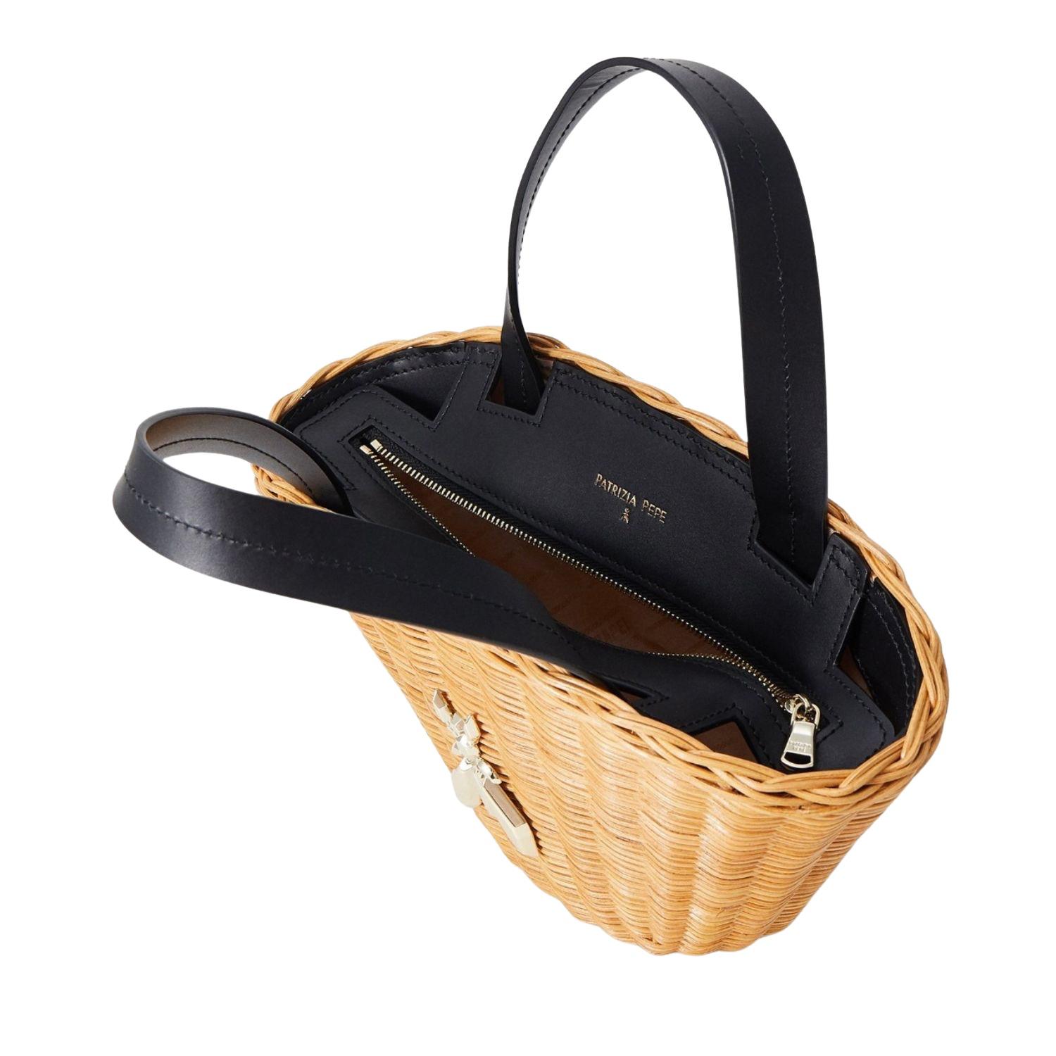 PATRIZIA PEPE - Borsa piccola in paglia rigida, Beige