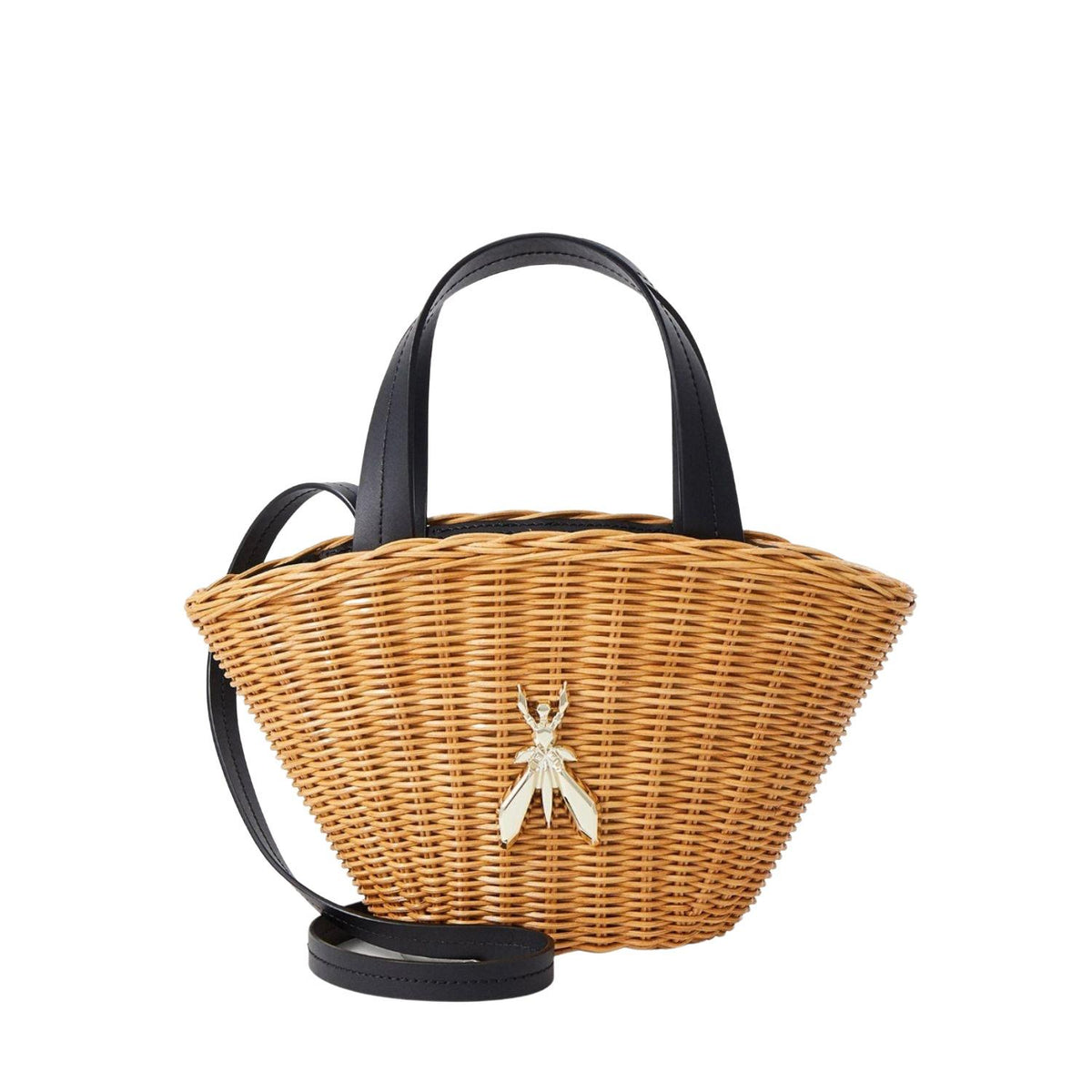 PATRIZIA PEPE - Borsa piccola in paglia rigida, Beige e Nera