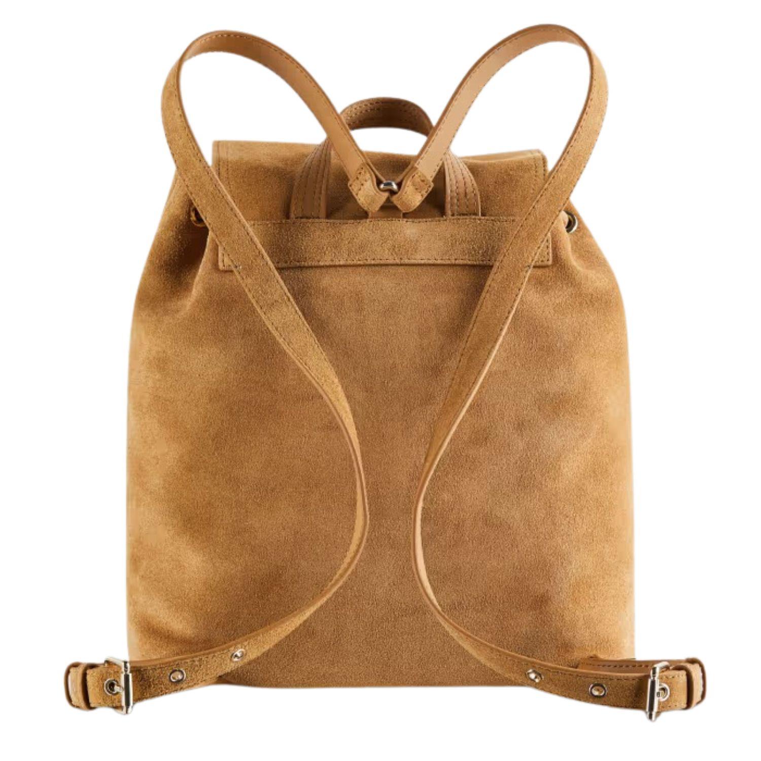 Zaino IM(PERFECTION) scamosciato con tasca zip, Beige
