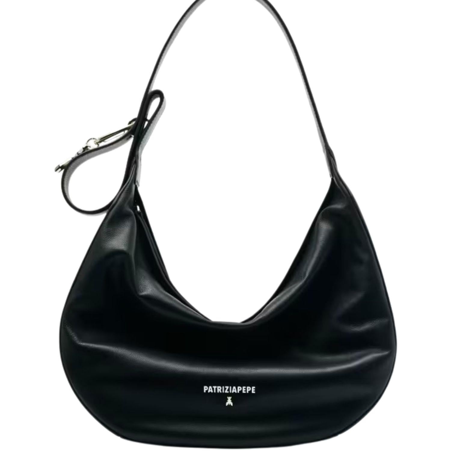 Borsa New Moon grande in pelle con tracolla, Nero