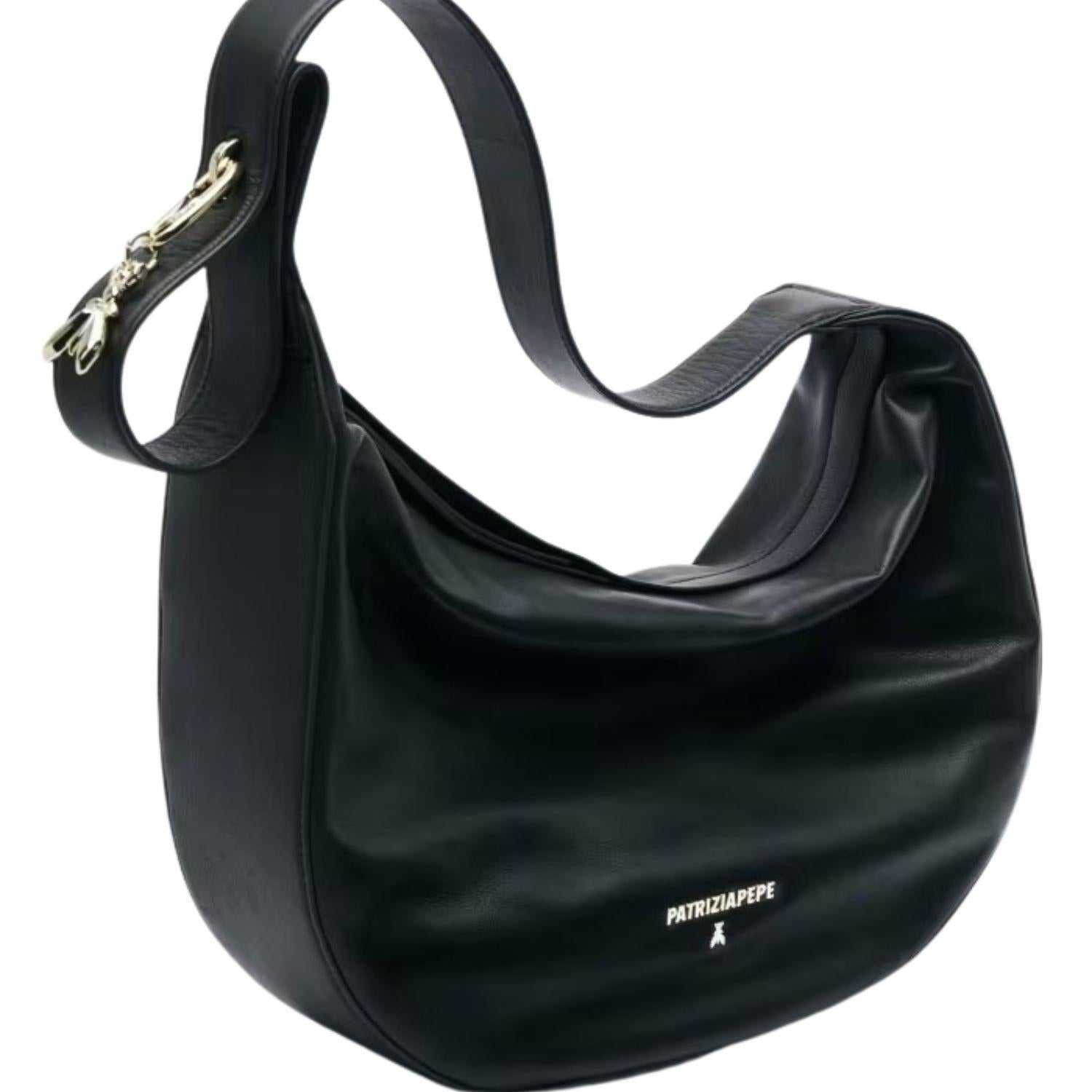 Borsa New Moon grande in pelle con tracolla, Nero